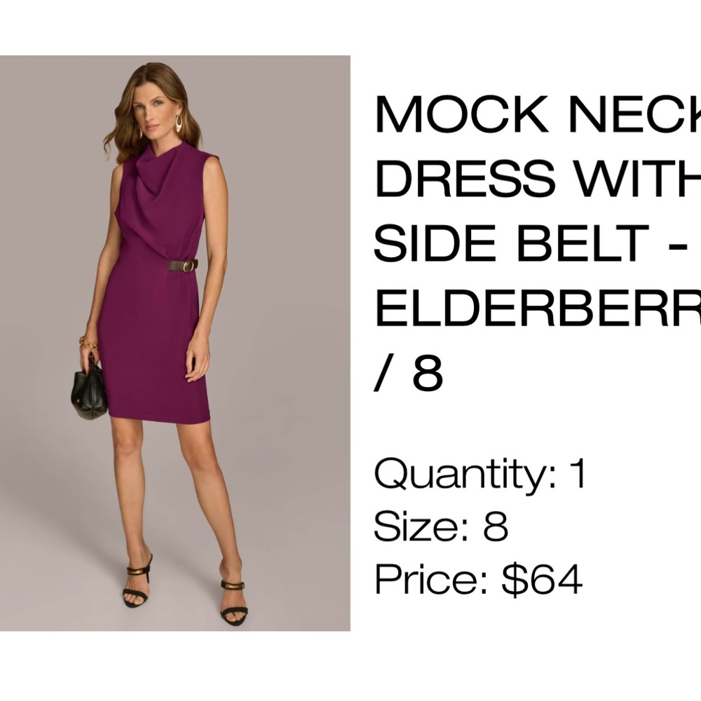 Donna Karan Plum Mock Neck Midi Dress